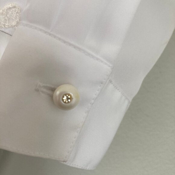 Kathi Lee Vintage White Long Sleeve Lace Trim Blouse 14/16 - Picture 5 of 7